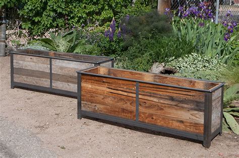 metal wood planter box|planter box with galvanized metal.